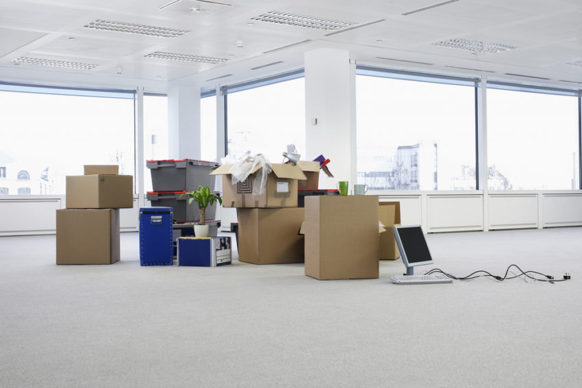 boxes in empty office